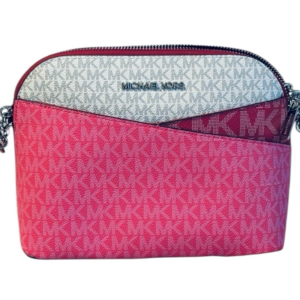 Michael Kors Jet Set Travel Medium Color-Block Signature Logo Dome Crossbody - Picture 2 of 10